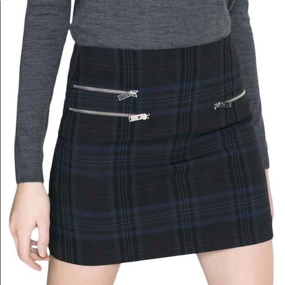 Zara Dresses & Skirts - Zara Plaid Skirt with Zippers